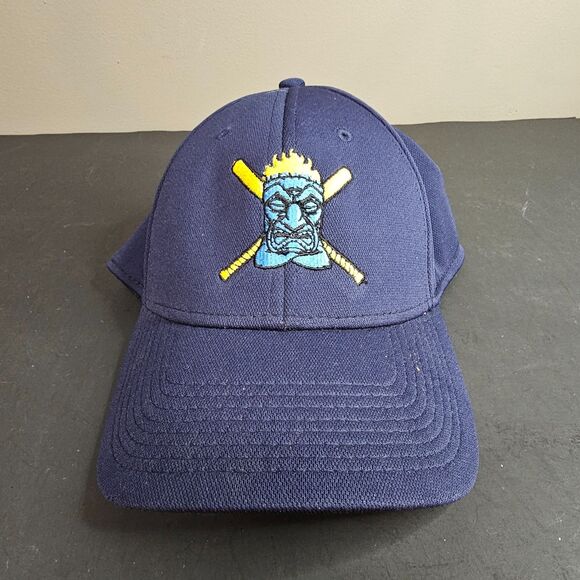 NWT ProFlex Navy Blue Tiki Baseball Bats Hat L/XL Illinois Islanders - Picture 1 of 6